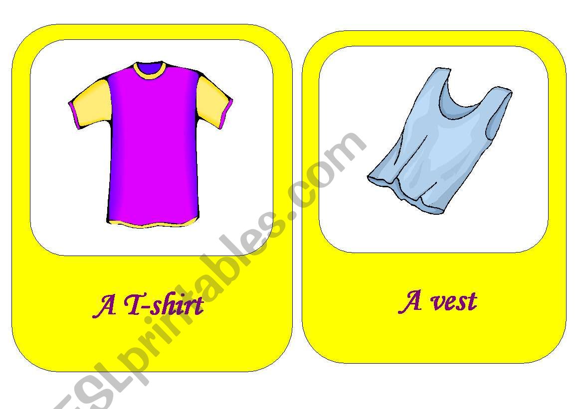 clothes flash cards 1 / 18 worksheet