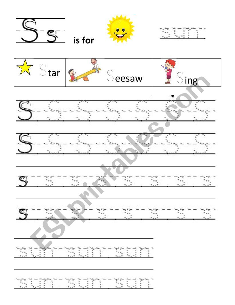 writing worksheet letter S worksheet