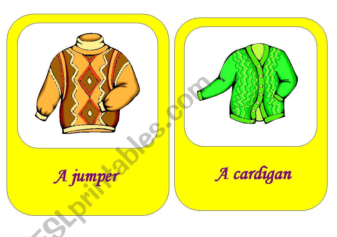 clothes flash cards  2 / 18 worksheet