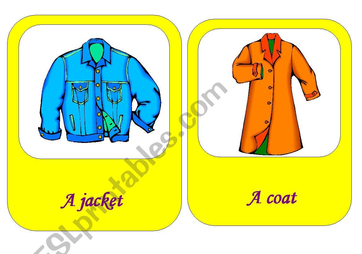 clothes flash cards3 / 18 worksheet