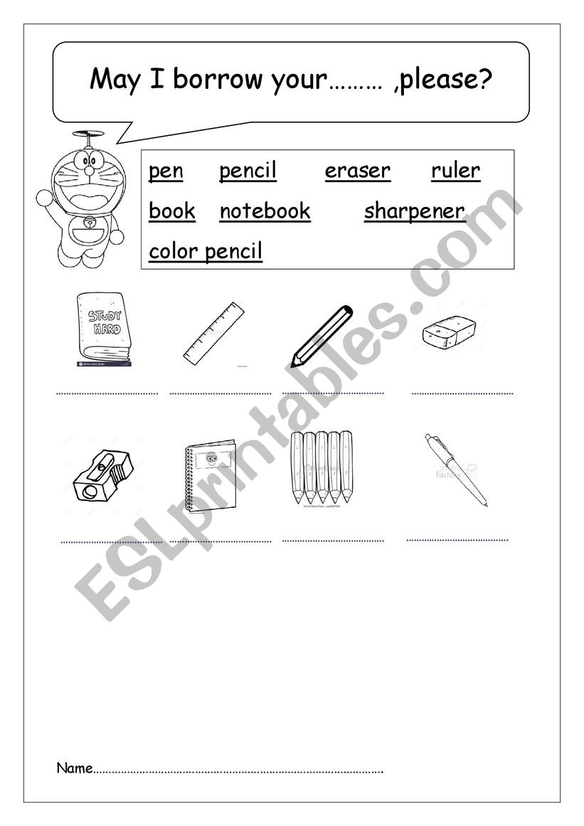 school things worksheet