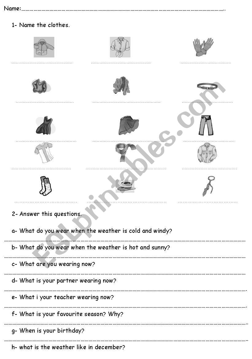 Clothes and comparissons worksheet