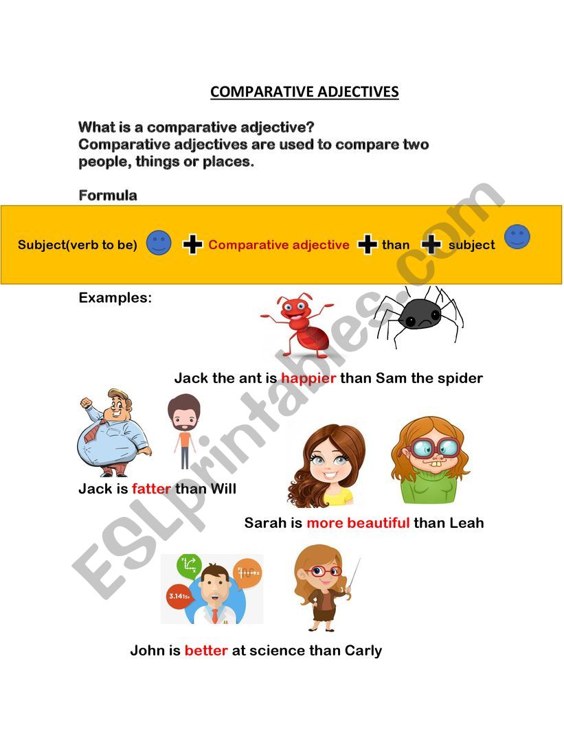 Comparative adjectives worksheet