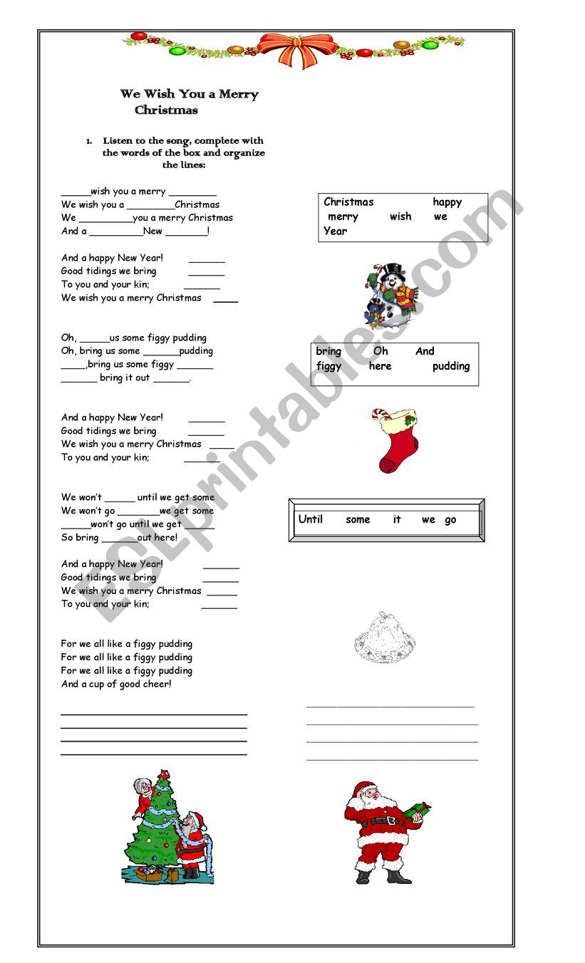We Wish you a merry christmas worksheet