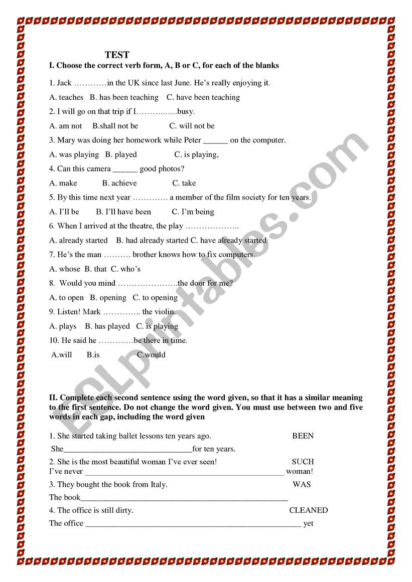 Test worksheet