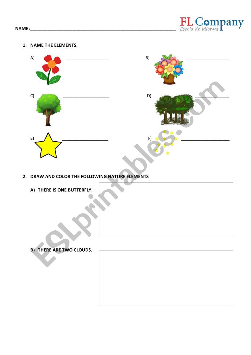 NATURE  worksheet