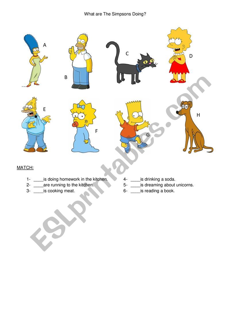 The Simpsons worksheet