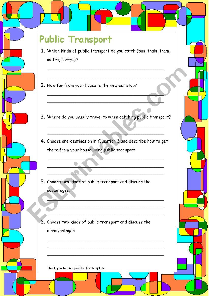 Public Transport Preferences worksheet