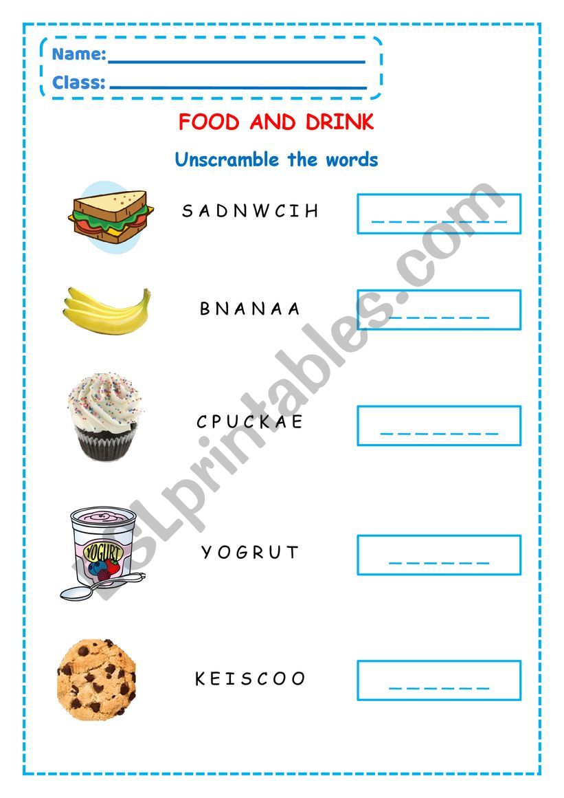 Food p3 worksheet