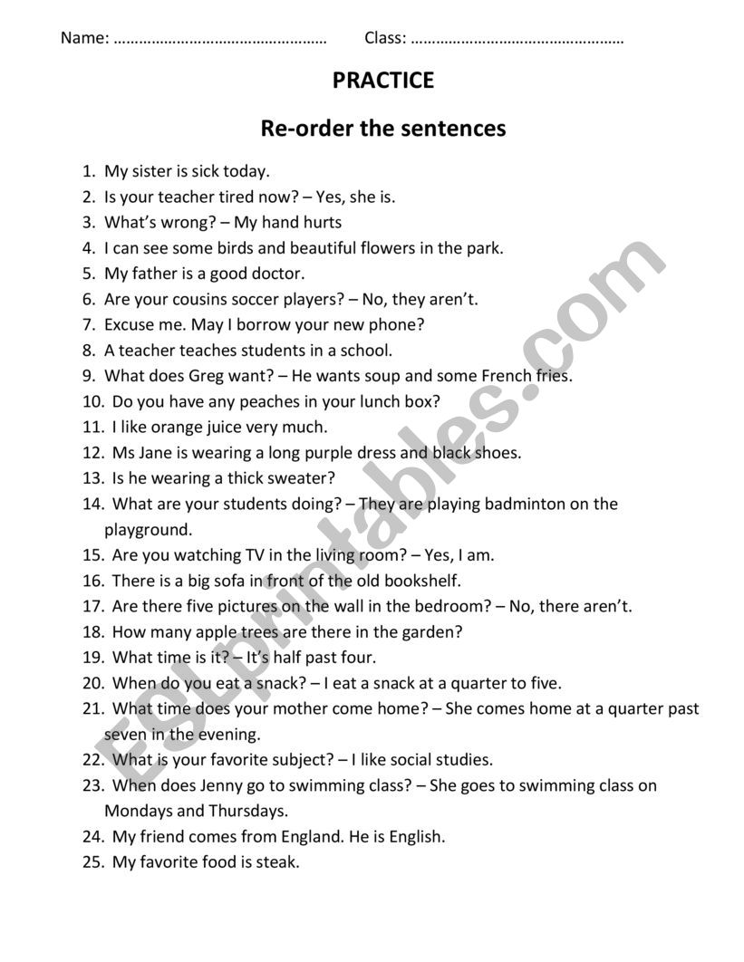 revision  worksheet