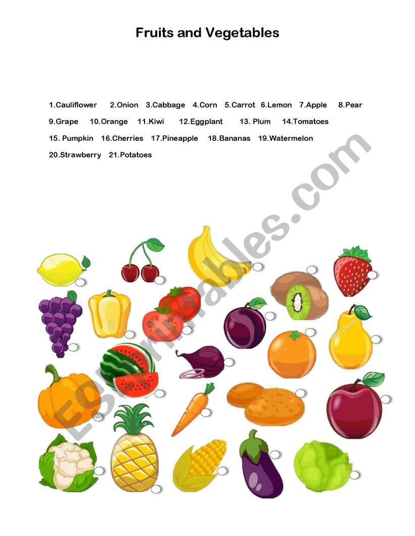 Fruits and Vegetables worksheet