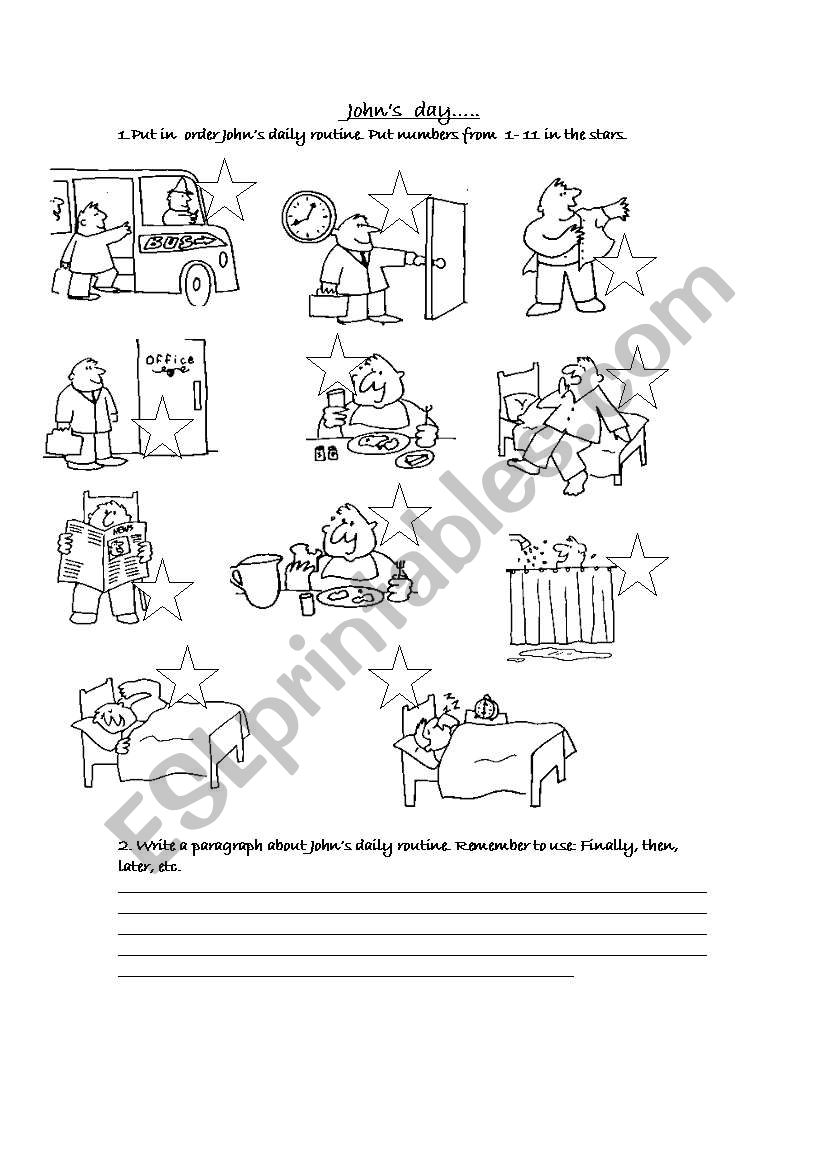 jOHNÂ´S DAILY ROUTINE worksheet
