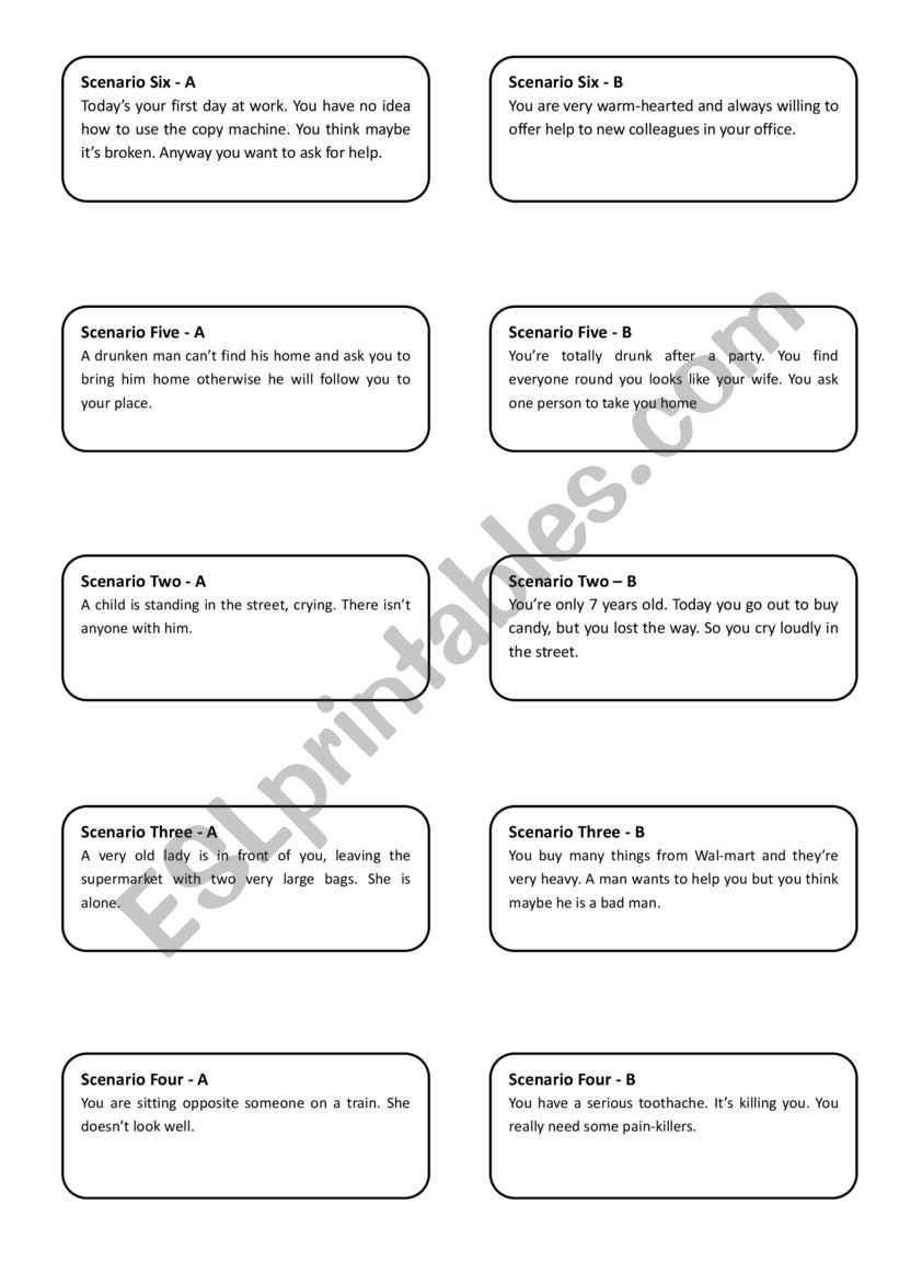 Fun topics for role-plays  worksheet