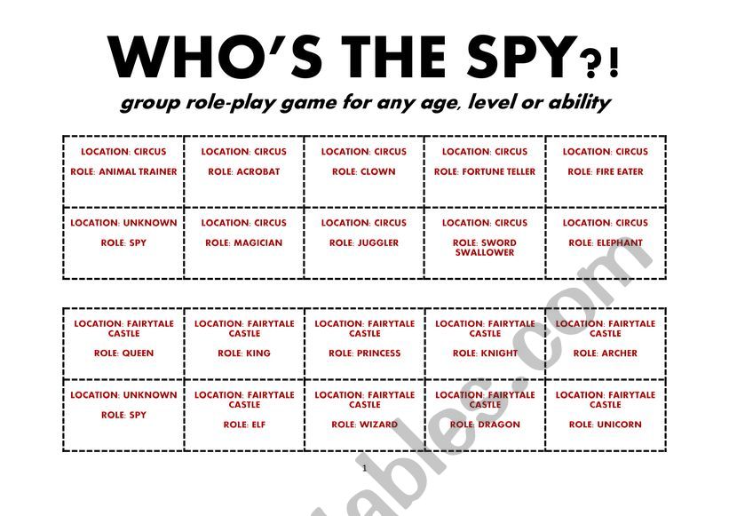 WhoÂ´s the Spy? worksheet