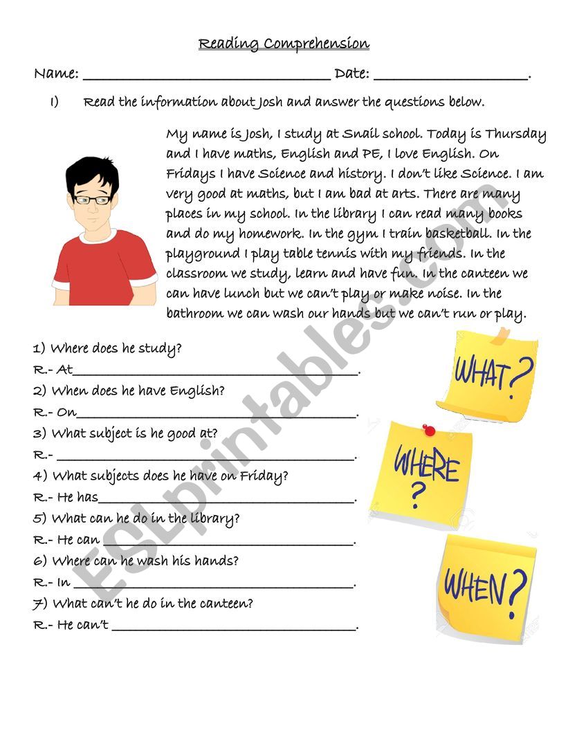 reading comprehension exercises for junior high school