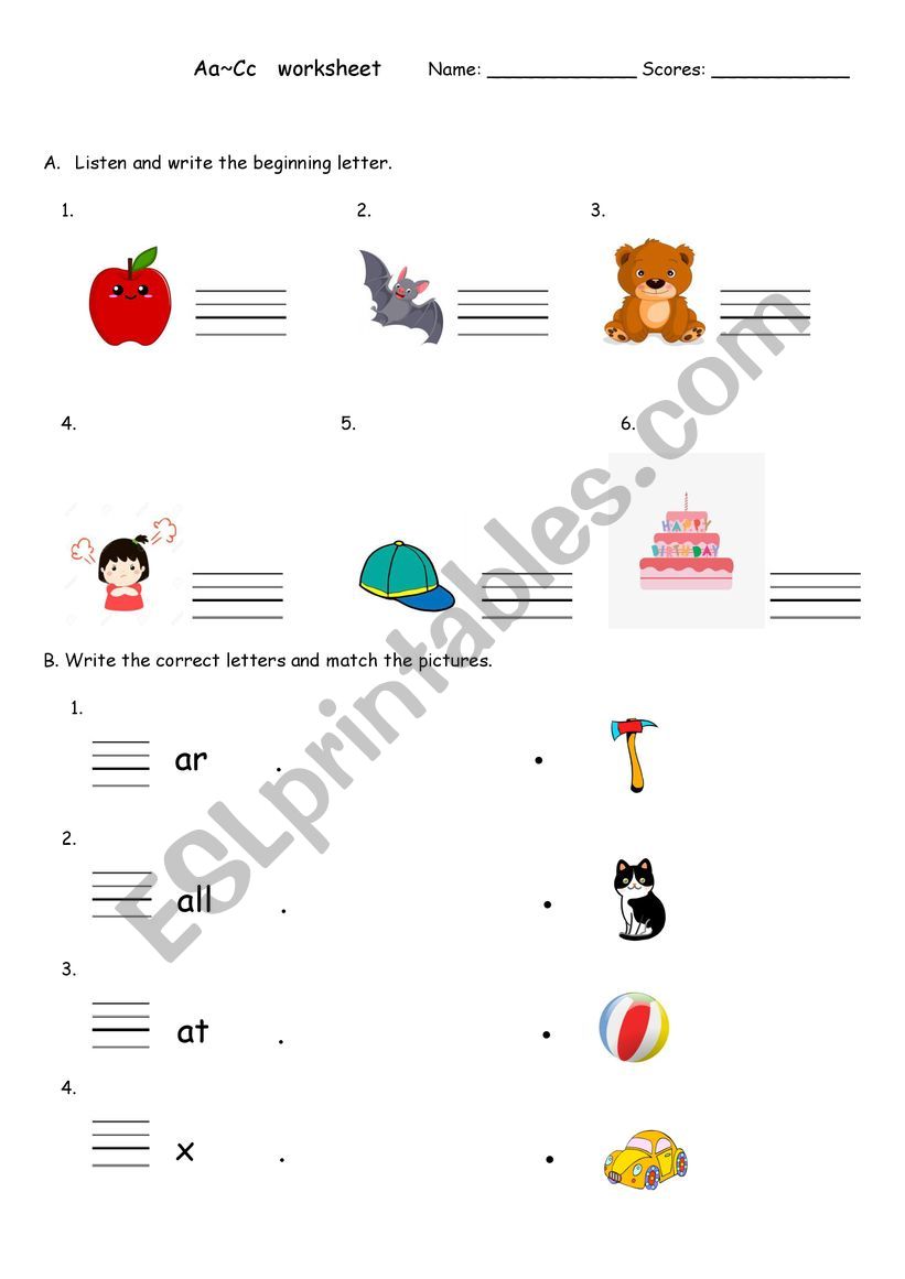 Aa~Cc worksheet