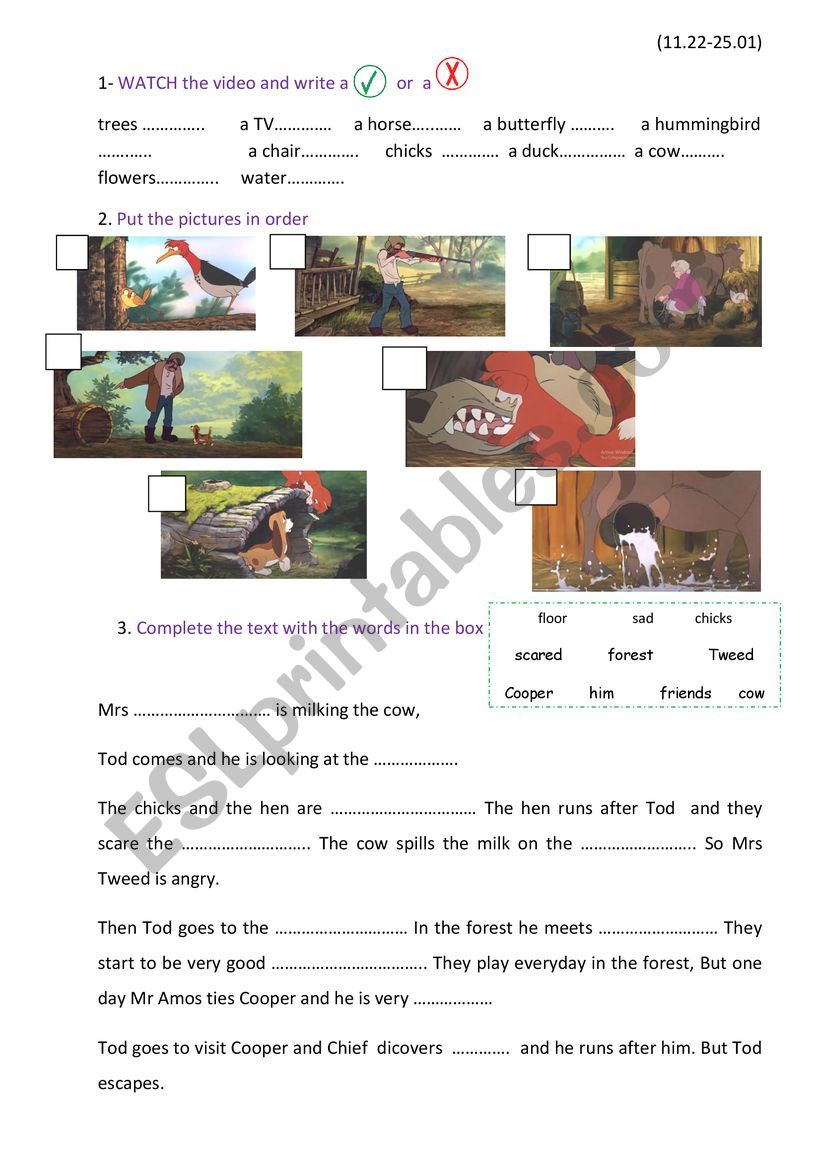 the fox and the hound worksheet