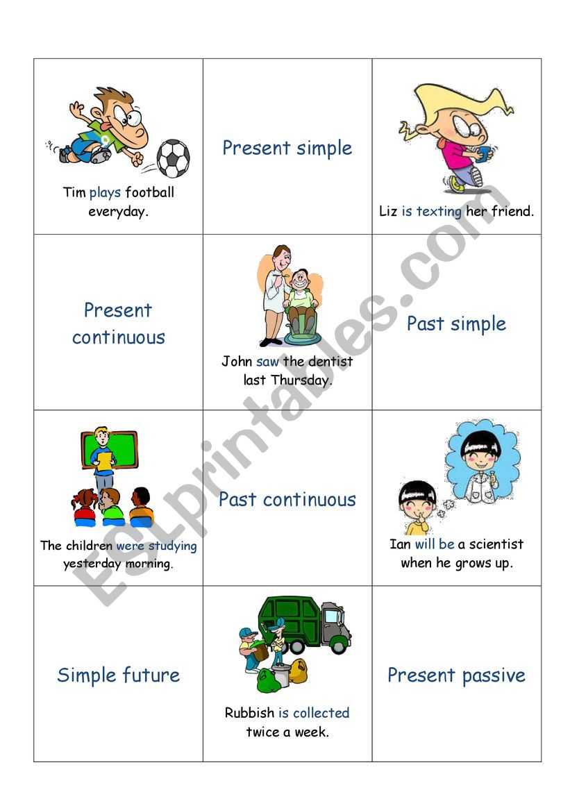 cards - revision of verb tenses
