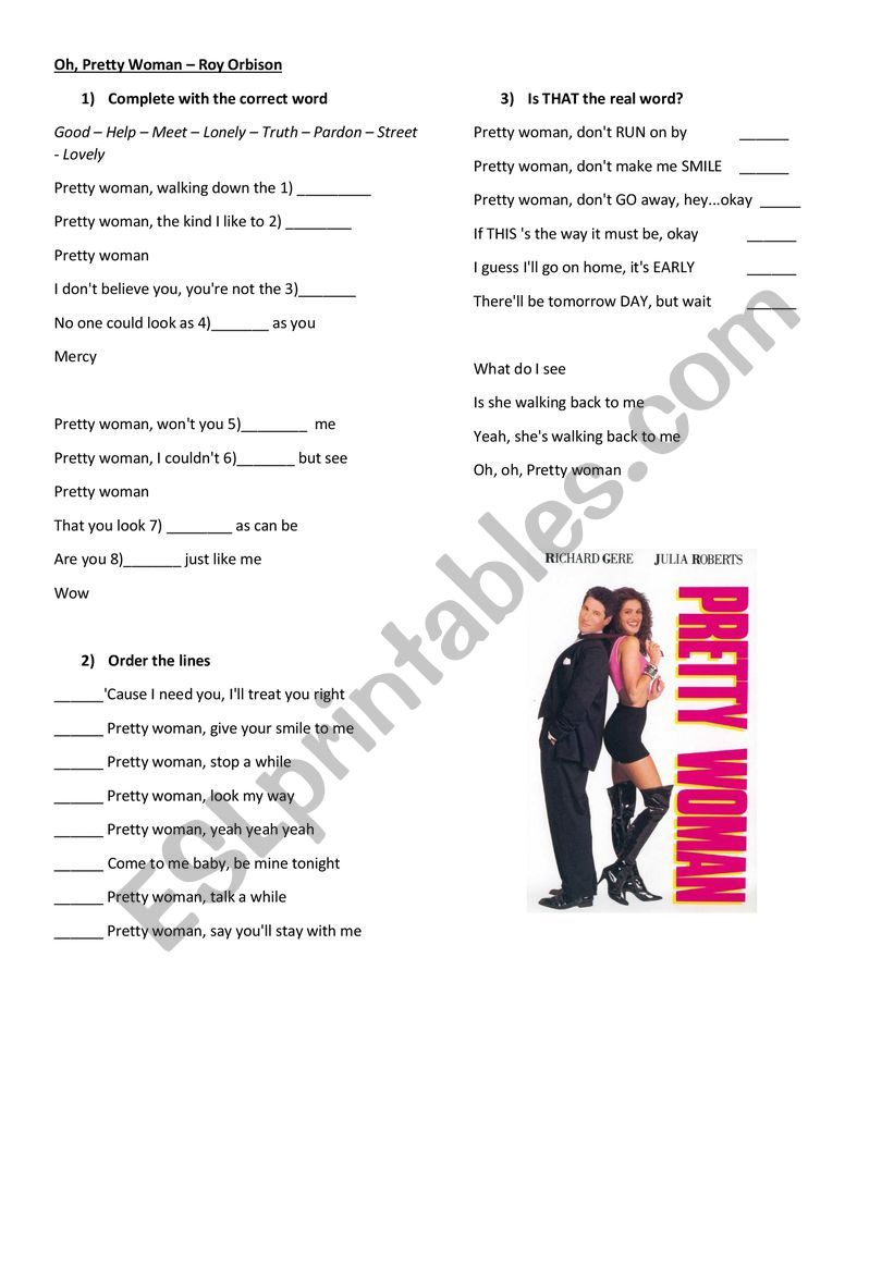 Pretty woman worksheet