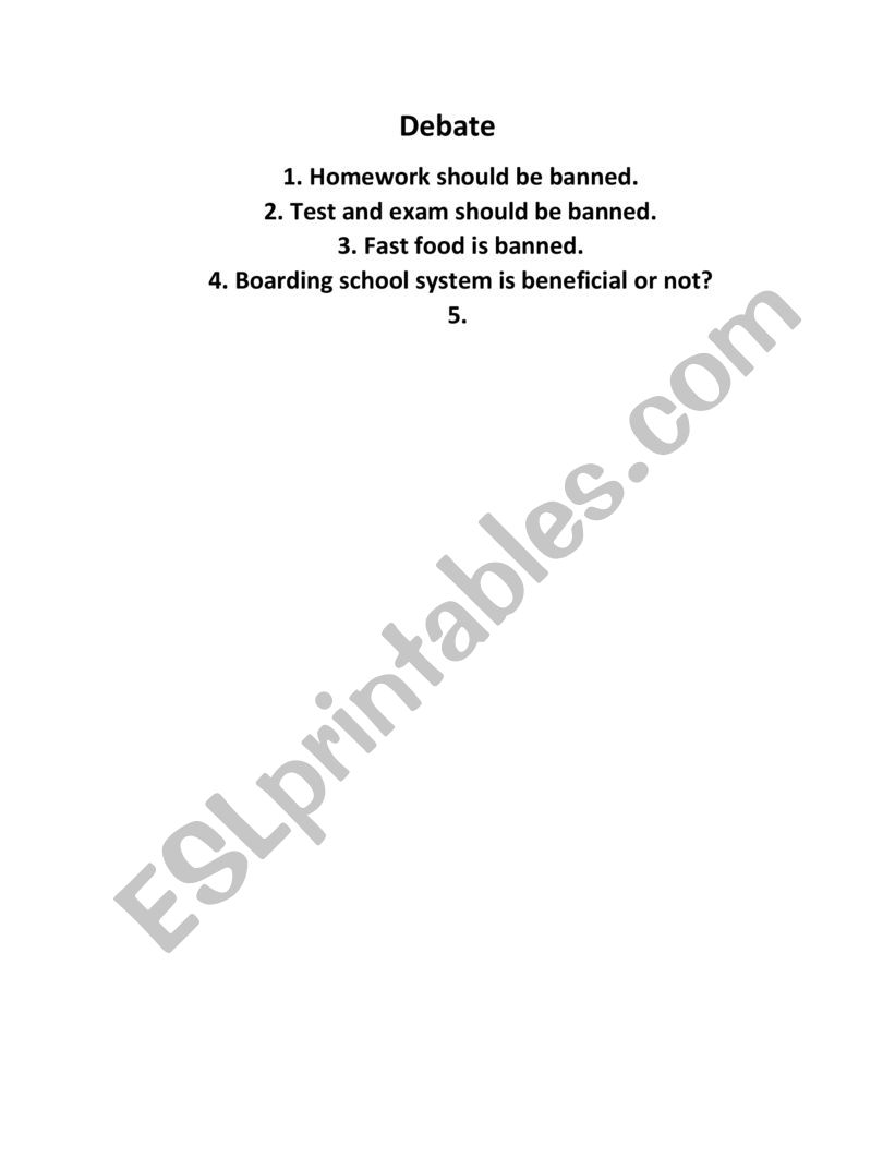 debate worksheet
