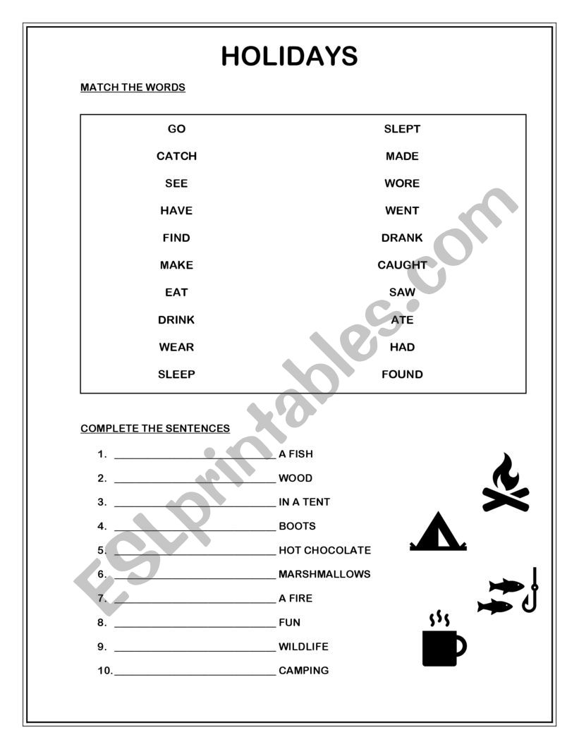 HOLIDAYS - PAST TENSE worksheet
