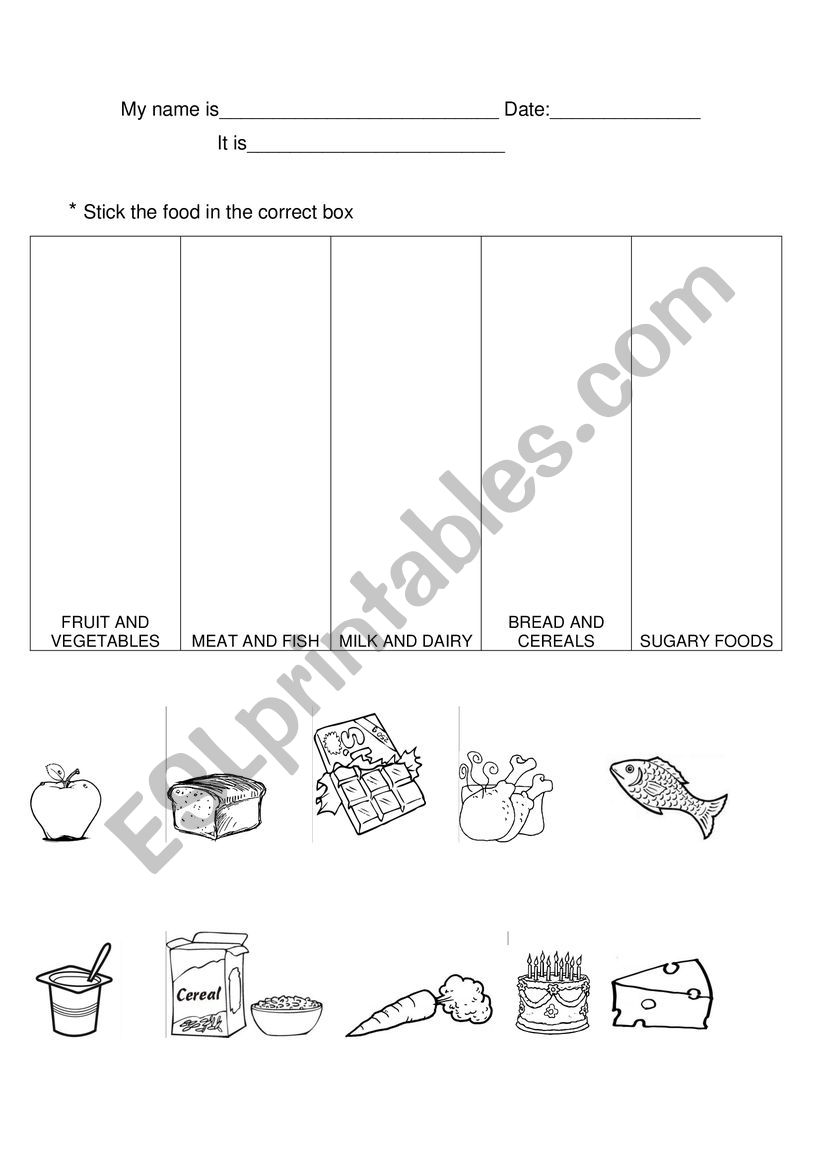 CLASIFY FOOD worksheet