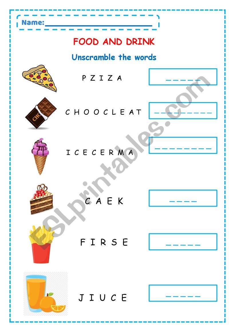 Food p3 worksheet