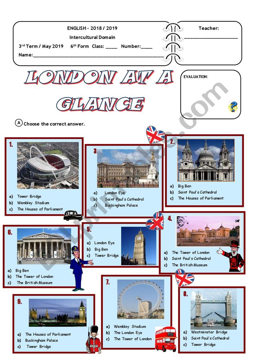 intercultural domain - London worksheet