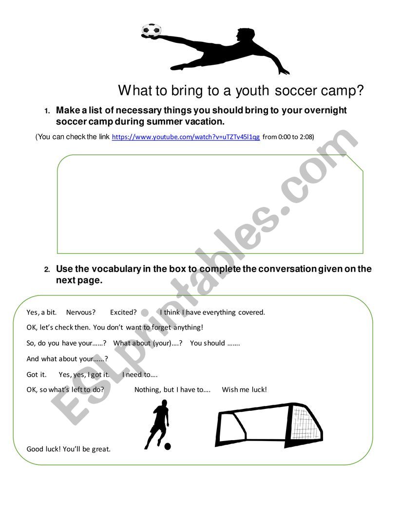What to bring to a soccer camp
