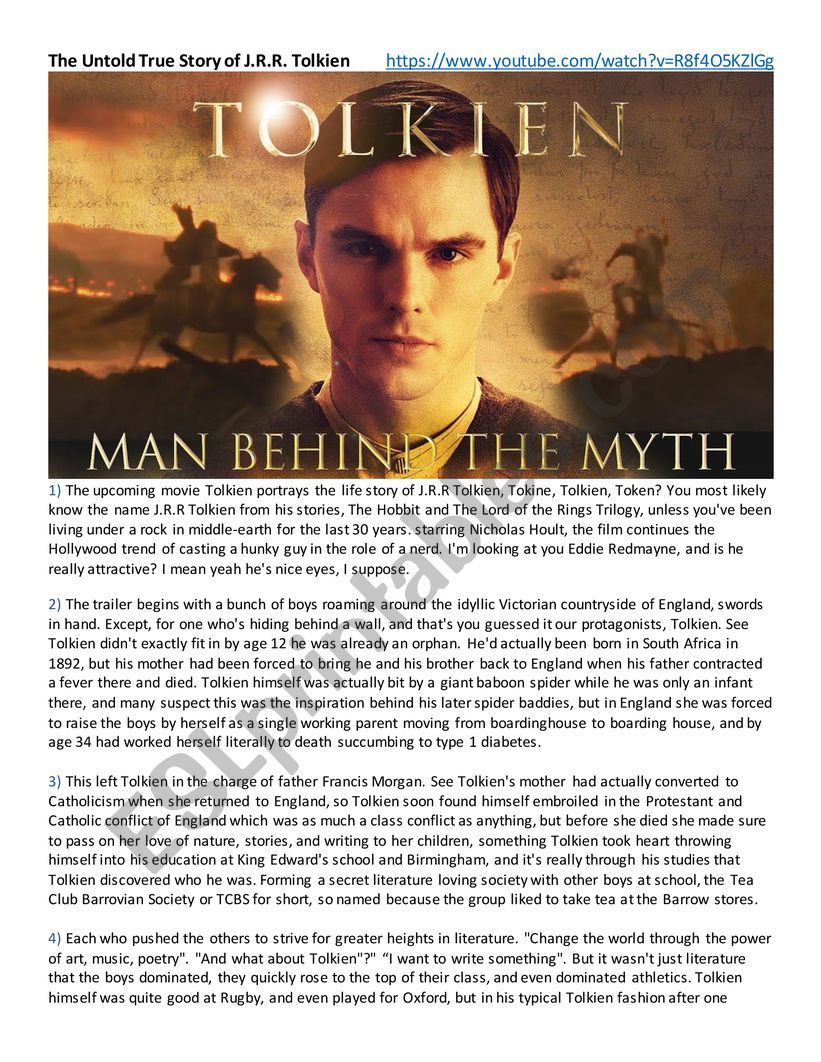 Tolkien Movie Lesson worksheet
