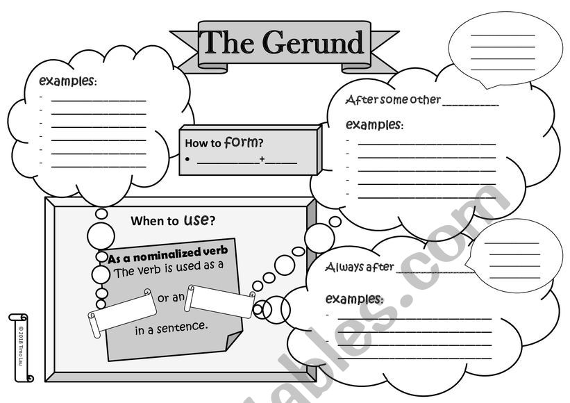 The Gerund - grammar rule - sketchnote 