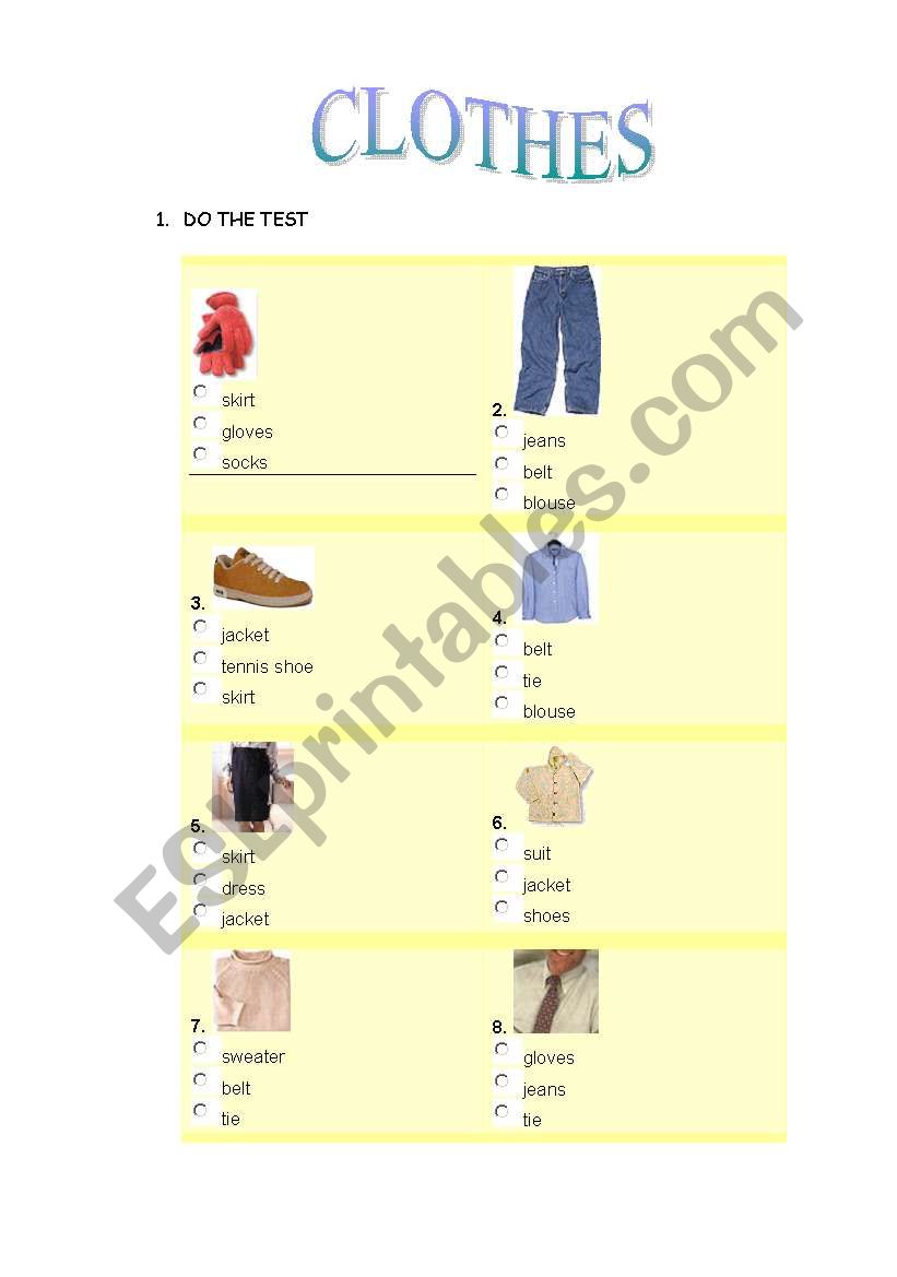 Clothes worksheet