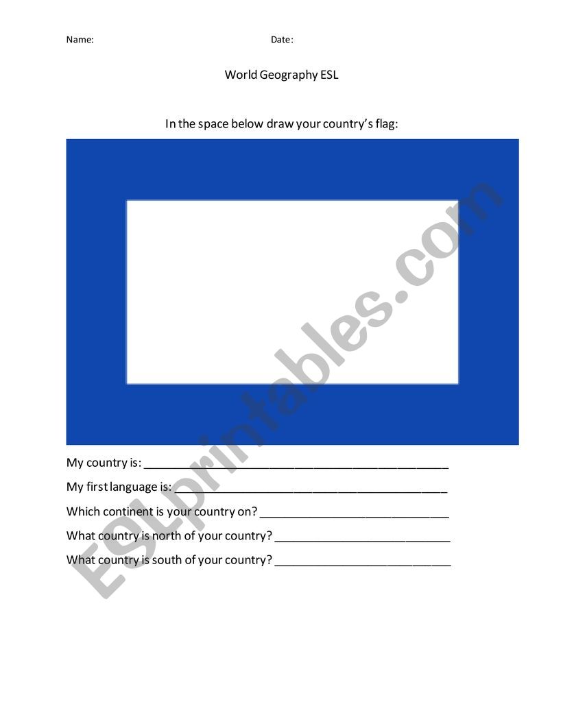 World Geography Flag activity (studentÂ´s country)