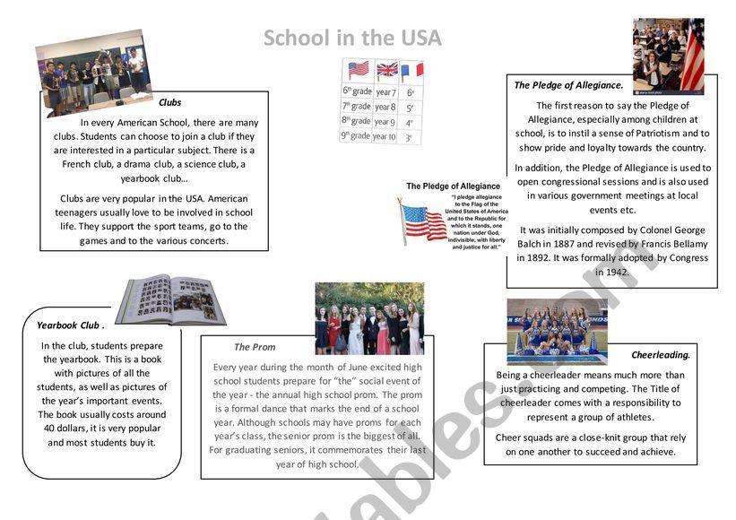School in the USA worksheet