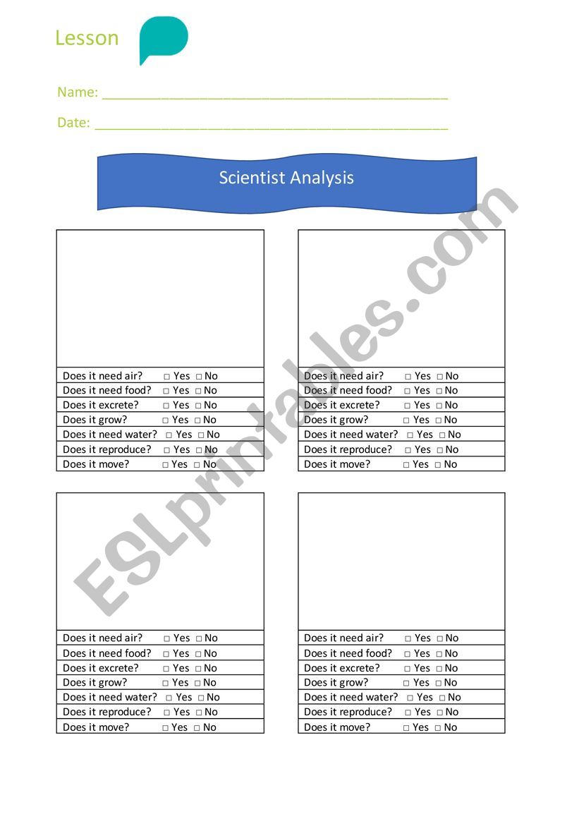 Basic Needs Quiz worksheet