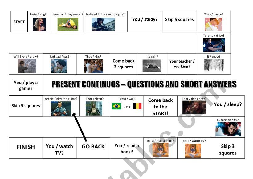 Present continuous - board game