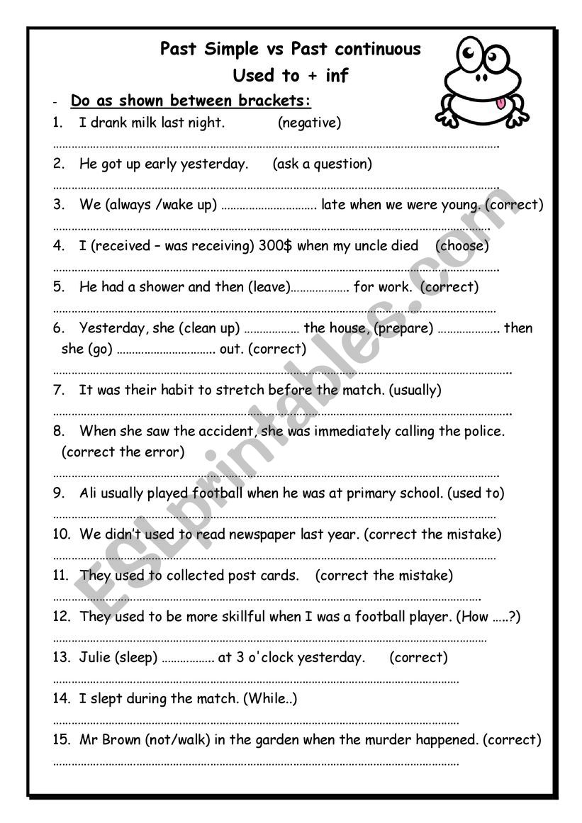 past tense worksheet