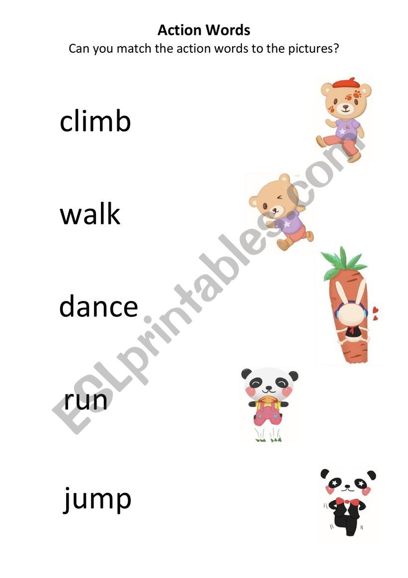 Action words worksheet