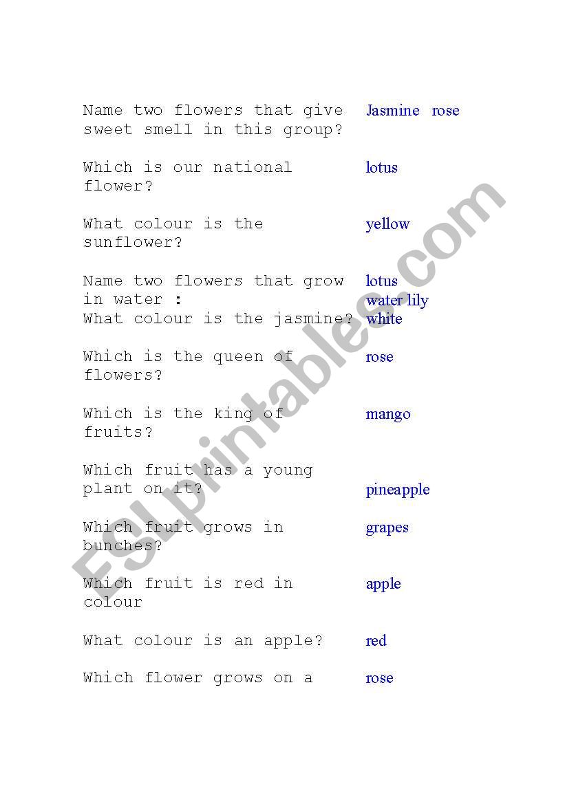 general knowledge worksheet