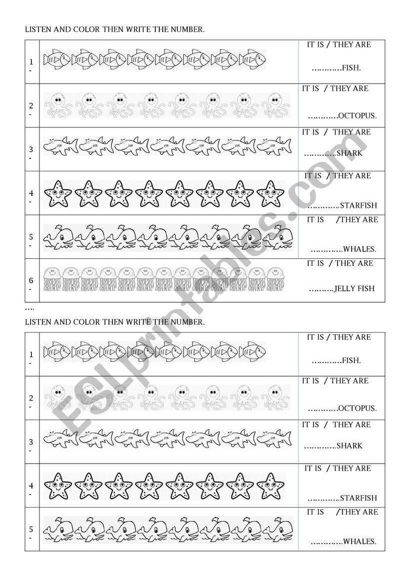 SEA ANI,MALS worksheet
