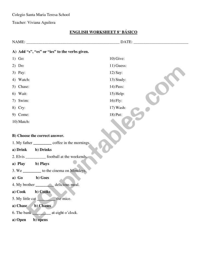 Present Simple  worksheet