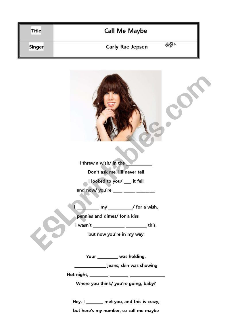 Popsong-call me maybe (Carly Rae Jepsen)