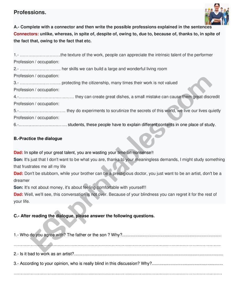 Linking words worksheet