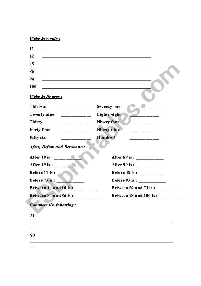 mathematics worksheet