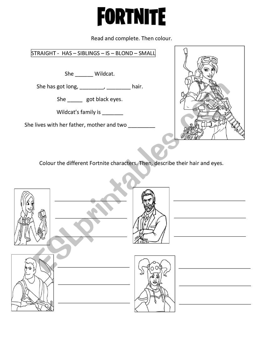 Fortnite worksheet (Physical description)