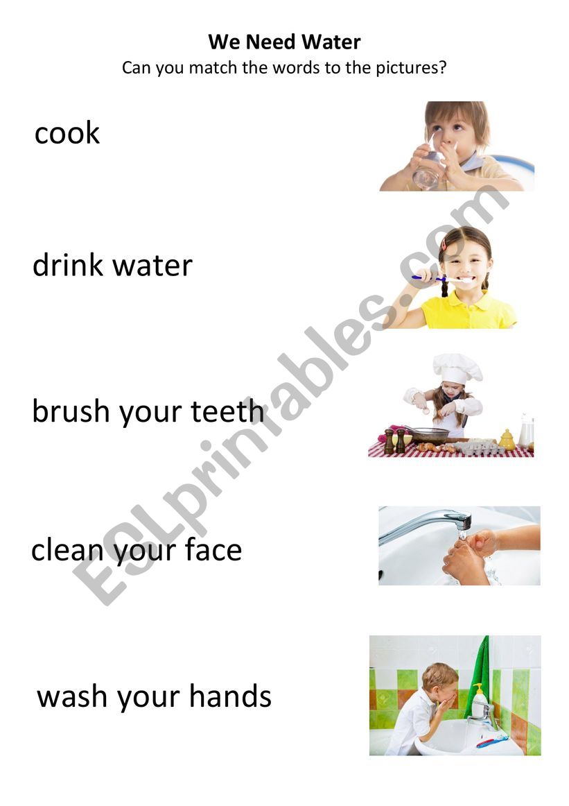 We Need Water worksheet