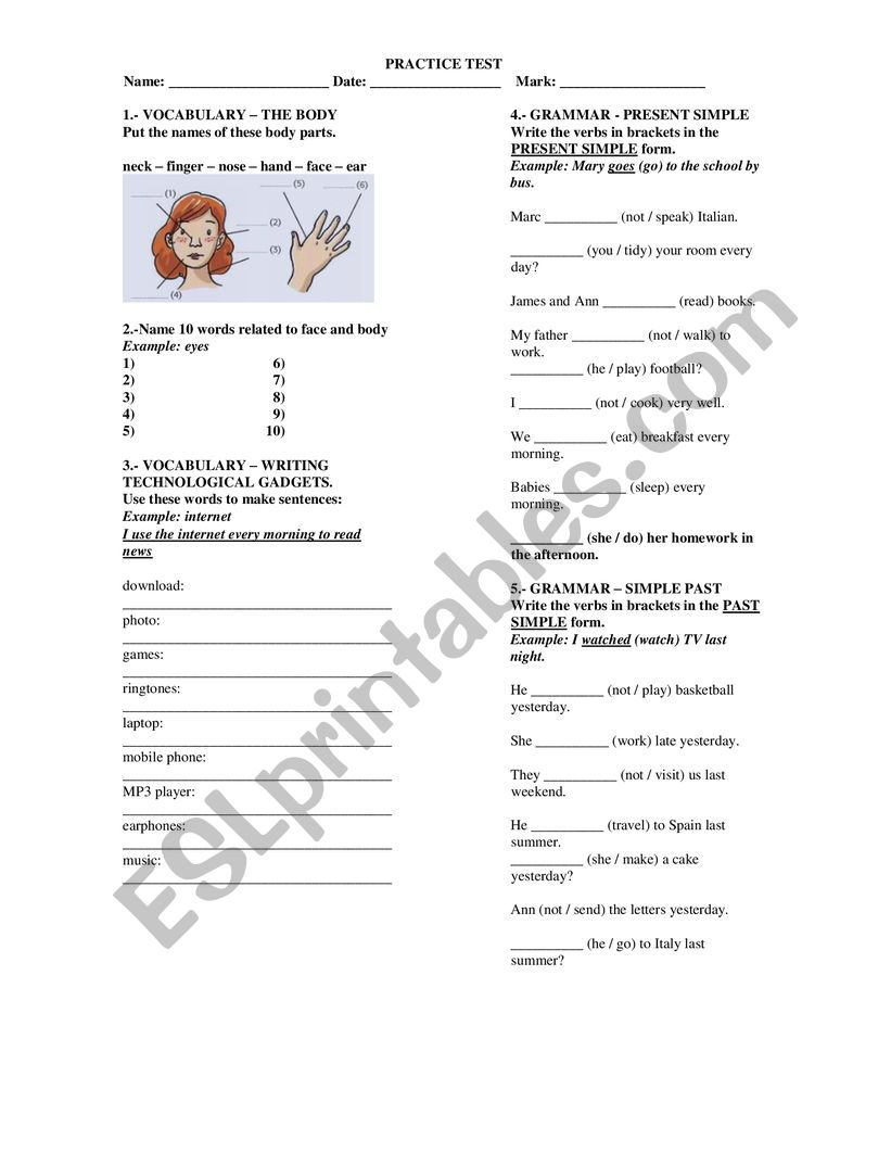 PRACTICE TEST worksheet