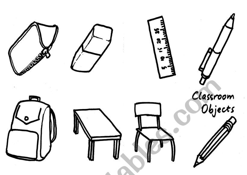 Classroom Objects Mini Book worksheet