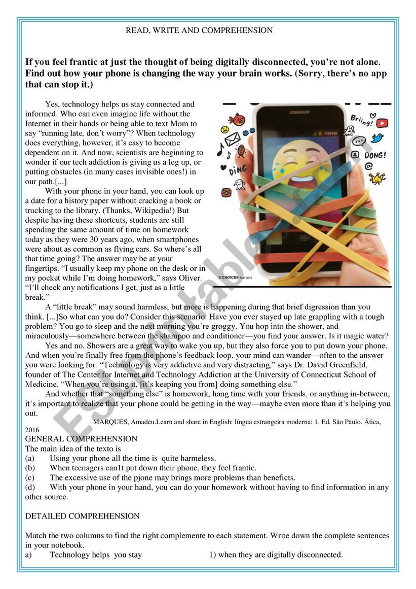 Help! I can,t put down my phone - vocabulary- technology addiction