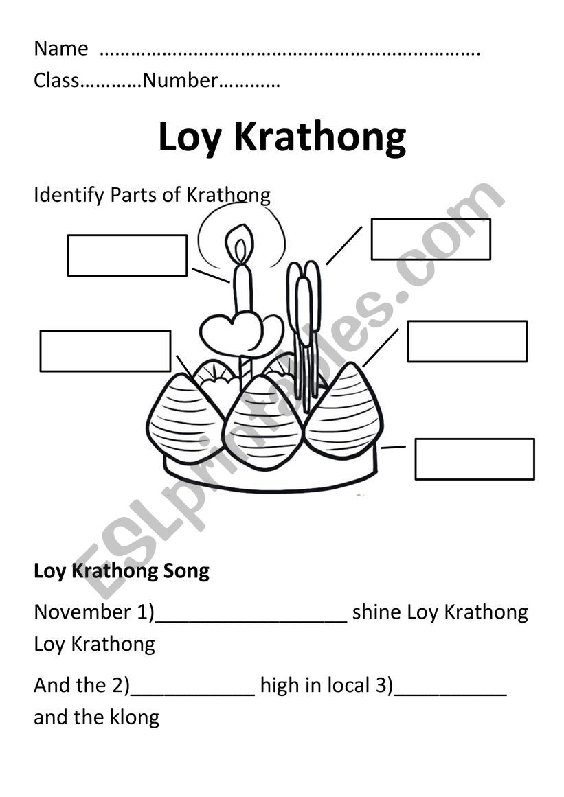 Loy Krathong Day worksheet